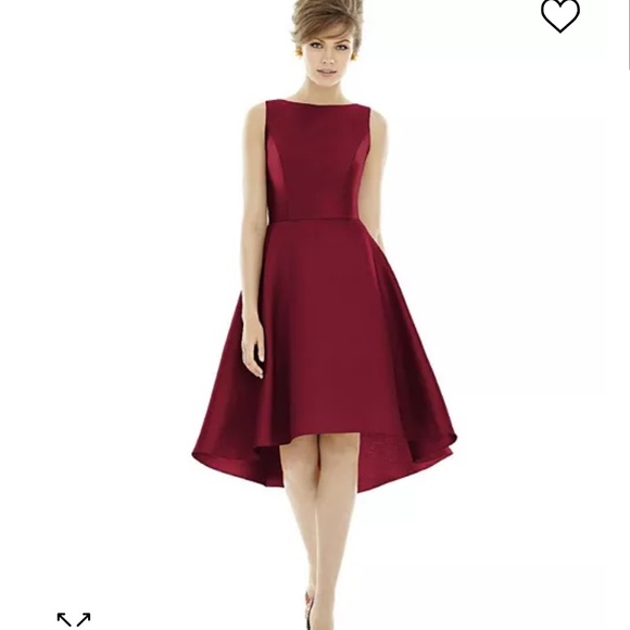 Alfred Sung High Low Bateau Neck Cocktail Dress - Burgundy NWT 22 - Picture 1 of 5
